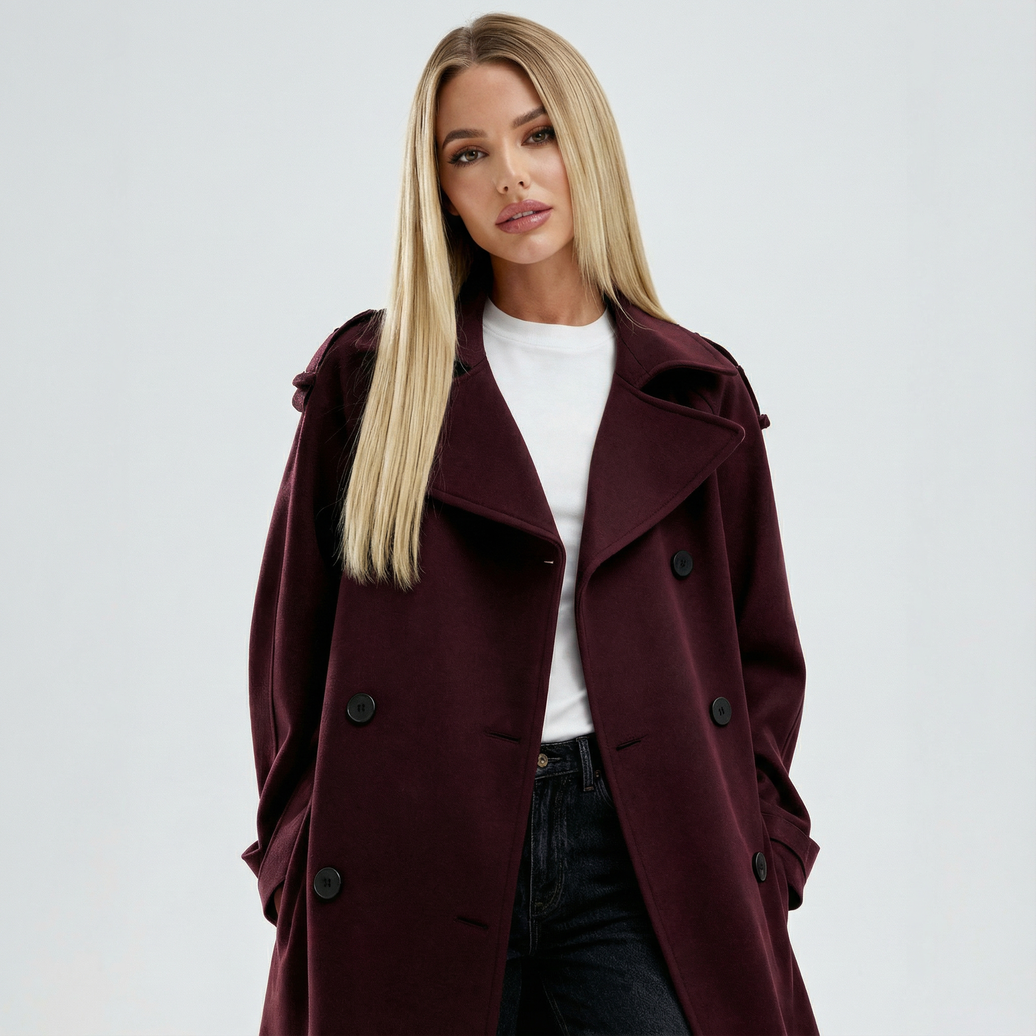 AMALIA™ | Gabardina burdeos